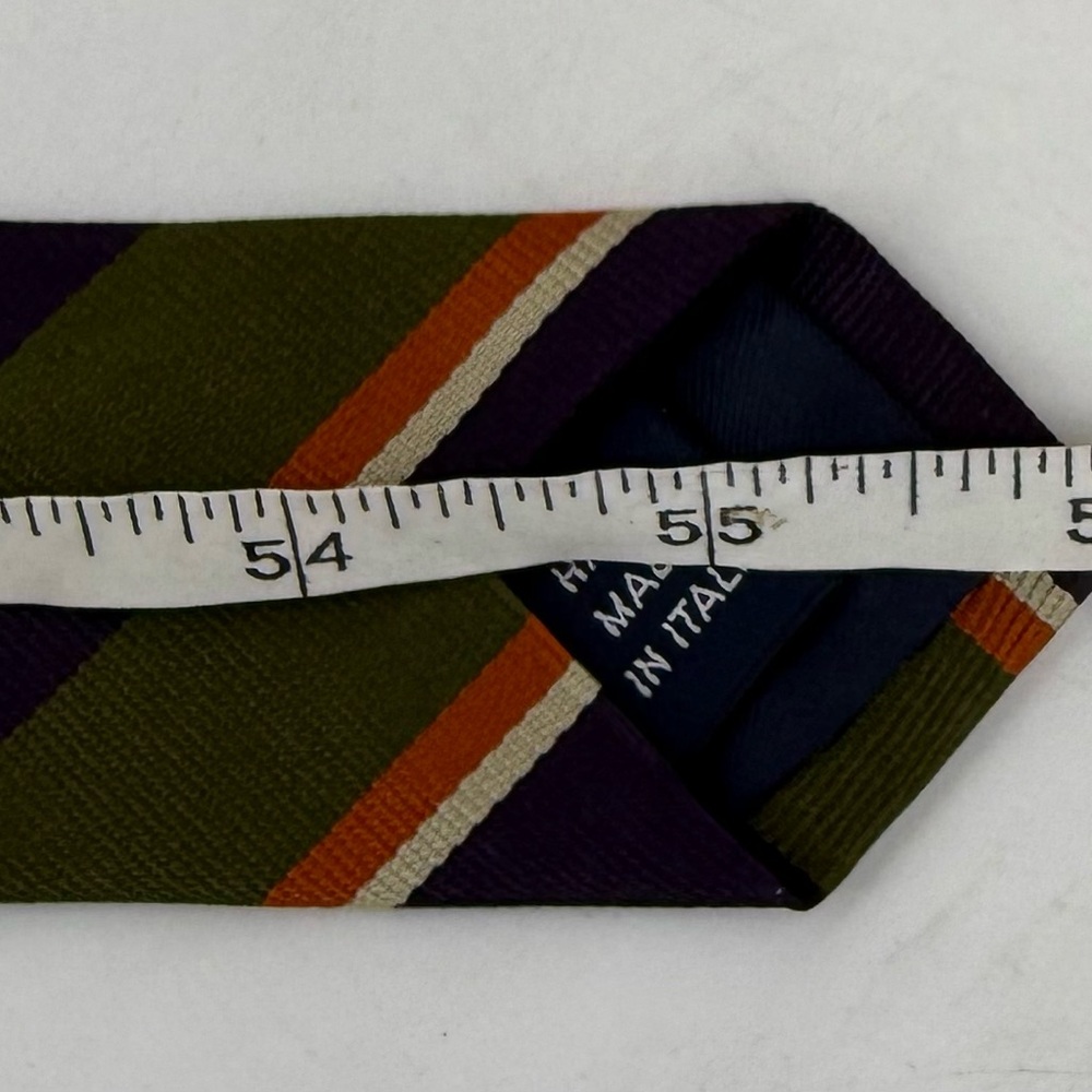 Polo By Ralph Lauren Green / Purple Stripe‎ Tie 100% Silk made in Italy New NWT - Picture 9 of 9